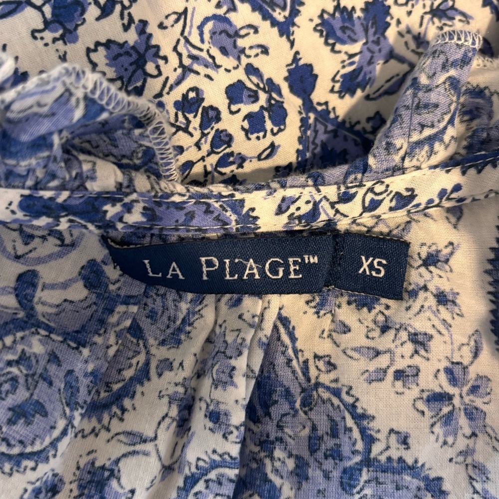 La Plage Paisley Cotton Ruffle Blouse size XS - Picture 3 of 6